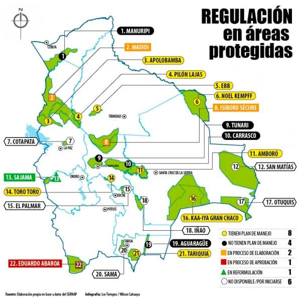 Mapa de regiones de Bolivia